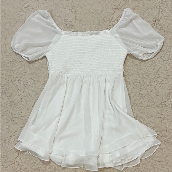 Altar'd State White Puff Sleeve Mini Dress - Picture 9 of 12